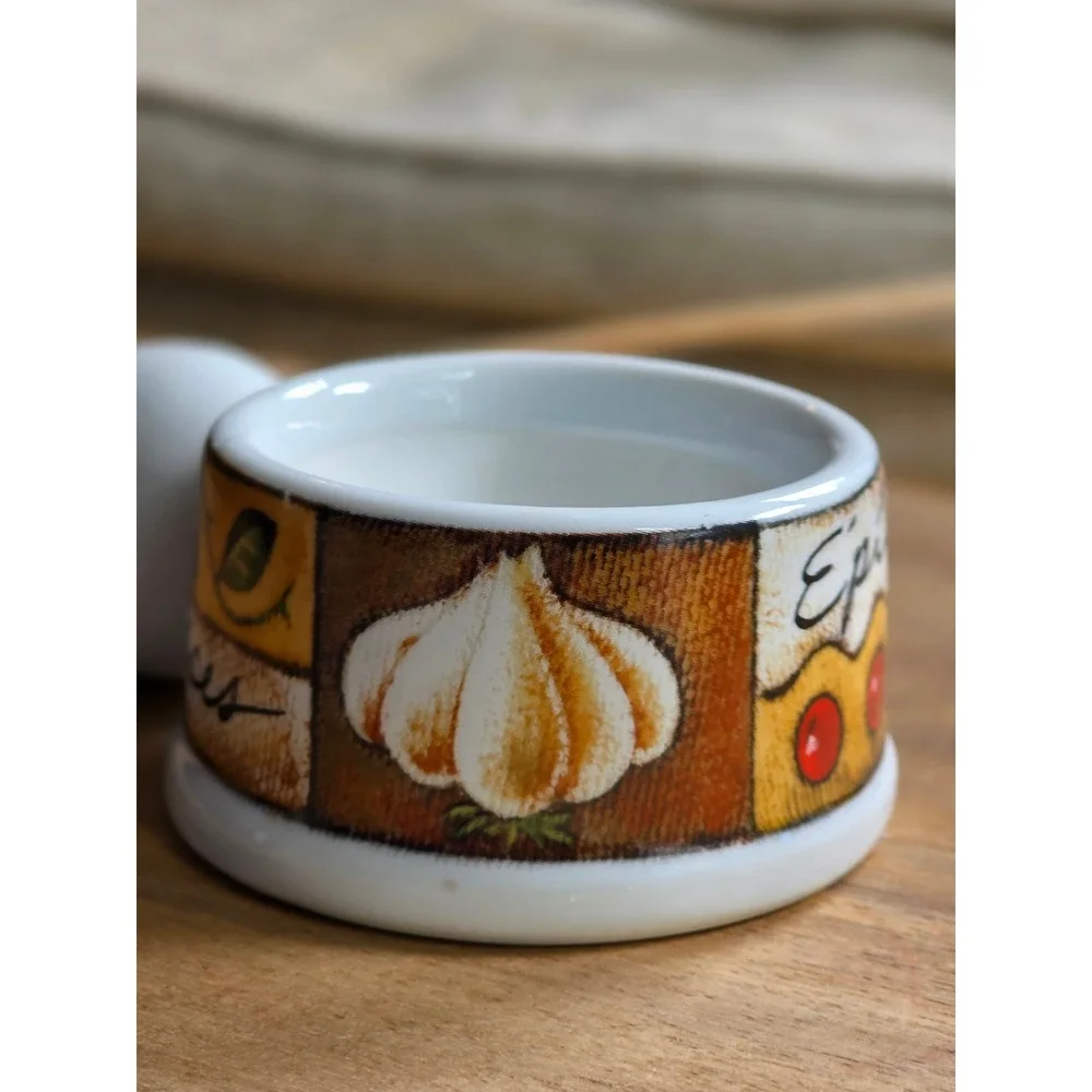 Ceramic Mini Mortar and Pestle Set Epices French Country Garlic Herb Grinder